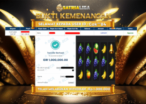 BUKTI KEMENANGAN MEMBER SATRIALIGA Rp. 1.000.000
