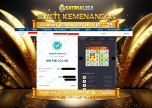 BUKTI KEMENANGAN MEMBER SATRIALIGA Rp 726.000
