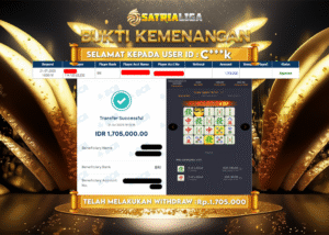 BUKTI KEMENANGAN MEMBER SATRIALIGA Rp 1.705.000