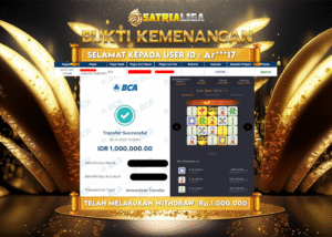 BUKTI KEMENANGAN MEMBER SATRIALIGA Rp. 1.000.000