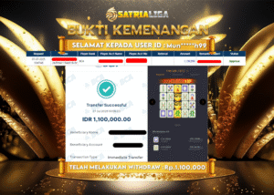 BUKTI KEMENANGAN MEMBER SATRIALIGA Rp. 1.800.000