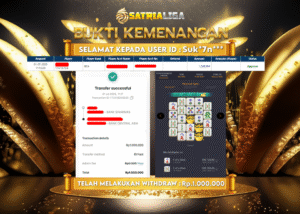 BUKTI KEMENANGAN MEMBER SATRIALIGA Rp. 1.000.000