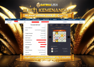 BUKTI KEMENANGAN MEMBER SATRIALIGA Rp. 3.500.000