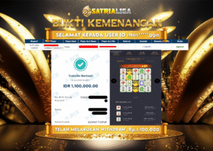 BUKTI KEMENANGAN MEMBER SATRIALIGA Rp 1.100.000
