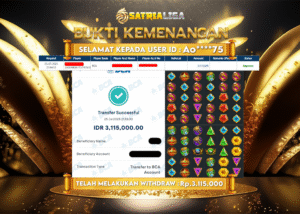 BUKTI KEMENANGAN MEMBER SATRIALIGA Rp. 3.115.000
