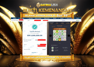 BUKTI KEMENANGAN MEMBER SATRIALIGA Rp. 3.200.000