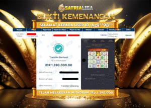 BUKTI KEMENANGAN MEMBER SATRIALIGA Rp.1.390.000