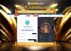 BUKTI KEMENANGAN MEMBER SATRIALIGA Rp 1.768.000