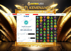 BUKTI KEMENANGAN MEMBER SATRIALIGA Rp. 1.500.000