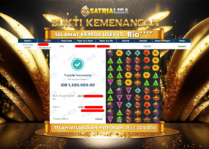 BUKTI KEMENANGAN MEMBER SATRIALIGA Rp. 1.300.000