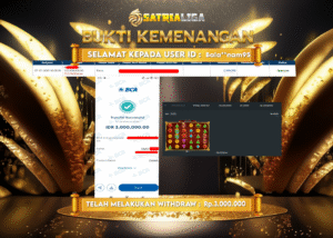 BUKTI KEMENANGAN MEMBER SATRIALIGA Rp. 3.000.000