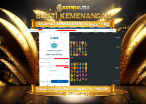 BUKTI KEMENANGAN MEMBER SATRIALIGA Rp. 718.000