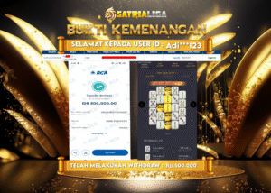 BUKTI KEMENANGAN MEMBER SATRIALIGA Rp.500.000