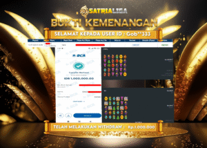 BUKTI KEMENANGAN MEMBER SATRIALIGA Rp. 1.000.000