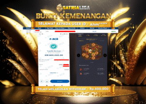 BUKTI KEMENANGAN MEMBER SATRIALIGA Rp 800.000