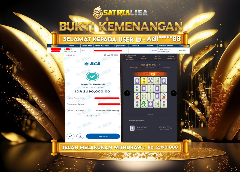 UKTI KEMENANGAN MEMBER SATRIALIGA Rp 2.190.000
