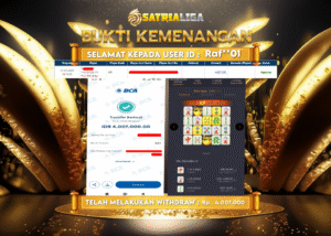 BUKTI KEMENANGAN MEMBER SATRIALIGA Rp 4.007.000