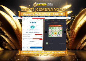 BUKTI KEMENANGAN MEMBER SATRIALIGA Rp. 8.000.000