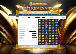 BUKTI KEMENANGAN MEMBER SATRIALIGA Rp.1.200.000