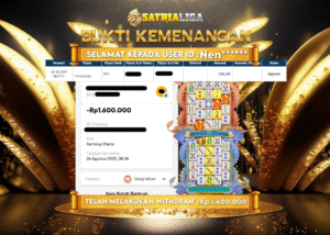 BUKTI KEMENANGAN MEMBER SATRIALIGA Rp.1.600.000