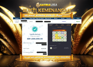 BUKTI KEMENANGAN MEMBER SATRIALIGA Rp.1.000.000
