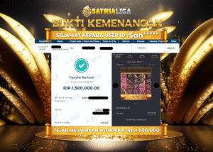 BUKTI KEMENANGAN MEMBER SATRIALIGA Rp.1.500.000
