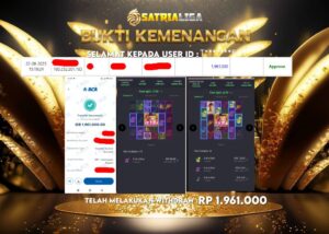 BUKTI KEMENANGAN MEMBER SATRIALIGA Rp.1.961.000