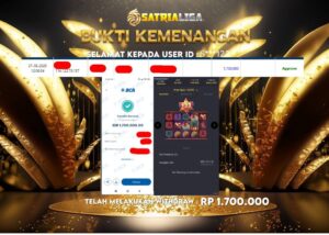 BUKTI KEMENANGAN MEMBER SATRIALIGA Rp.1.700.000
