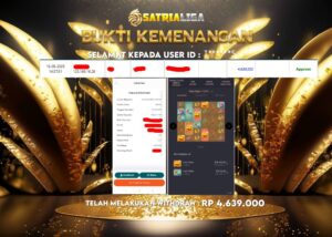 BUKTI KEMENANGAN MEMBER SATRIALIGA Rp.4.639.000