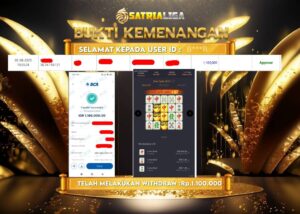 BUKTI KEMENANGAN MEMBER SATRIALIGA Rp. 1.160.000