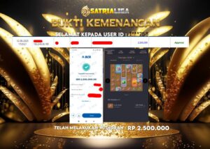 BUKTI KEMENANGAN MEMBER SATRIALIGA Rp.2.500.000
