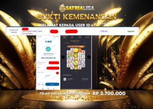 BUKTI KEMENANGAN MEMBER SATRIALIGA Rp.2.700.000
