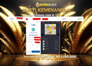 BUKTI KEMENANGAN MEMBER SATRIALIGA Rp.1.150.000