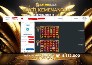 BUKTI KEMENANGAN MEMBER SATRIALIGA Rp. 5.383.000