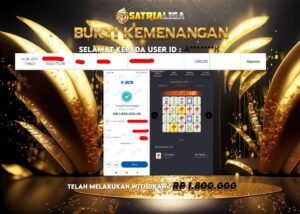 BUKTI KEMENANGAN MEMBER SATRIALIGA Rp.1.800.000