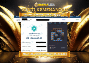BUKTI KEMENANGAN MEMBER SATRIALIGA Rp 1.900.000