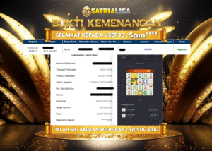 BUKTI KEMENANGAN MEMBER SATRIALIGA Rp 900.000