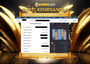 BUKTI KEMENANGAN MEMBER SATRIALIGA Rp 2.300.000