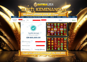 BUKTI KEMENANGAN MEMBER SATRIALIGA Rp 800.000