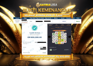 BUKTI KEMENANGAN MEMBER SATRIALIGA Rp 800.000