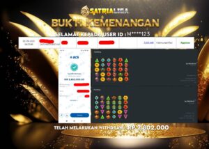 BUKTI KEMENANGAN MEMBER SATRIALIGA Rp 2.802.000