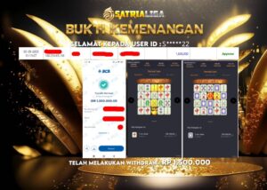 BUKTI KEMENANGAN MEMBER SATRIALIGA Rp 1.500.000