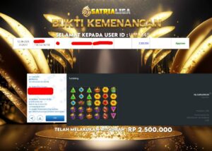 BUKTI KEMENANGAN MEMBER SATRIALIGA Rp 2.500.000