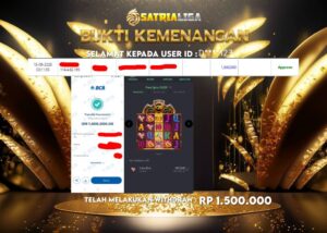 BUKTI KEMENANGAN MEMBER SATRIALIGA Rp 1.500.000