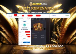 BUKTI KEMENANGAN MEMBER SATRIALIGA Rp 1.500.000