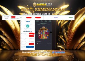 BUKTI KEMENANGAN MEMBER SATRIALIGA Rp 1.400.000