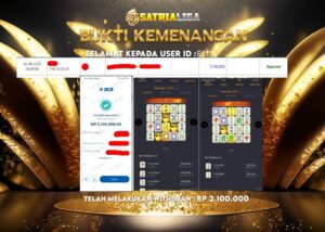 BUKTI KEMENANGAN MEMBER SATRIALIGA Rp 2.100.000
