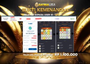 BUKTI KEMENANGAN MEMBER SATRIALIGA Rp 1.100.000