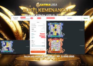 BUKTI KEMENANGAN MEMBER SATRIALIGA Rp 5.000.000