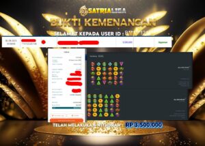 BUKTI KEMENANGAN MEMBER SATRIALIGA Rp 3.500.000
